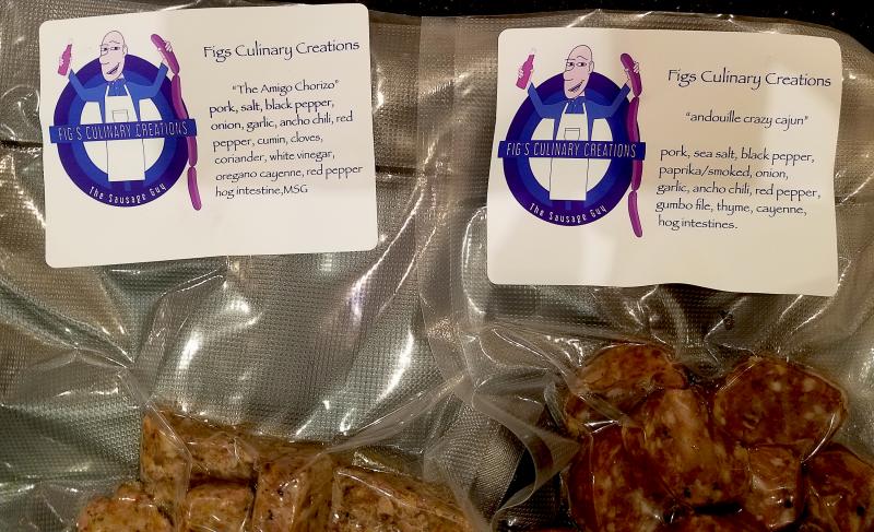 Fig's craft sausages are yours to grab & go – pre-cooked and ready to eat – at Bethany Blues Express in Lewes. BOB YESBEK PHOTO